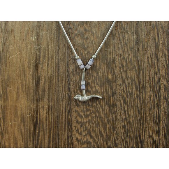 Jewelry - 14" Sterling Silver Tarnished Native Style Bird Necklace Vintage Minimalist
